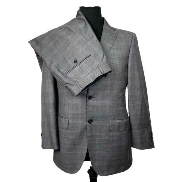 Sakes Fifth Ave Black Label Ermenegildo Zegna Gray Suit Set - Mens 38 Blazer - Picture 1 of 15
